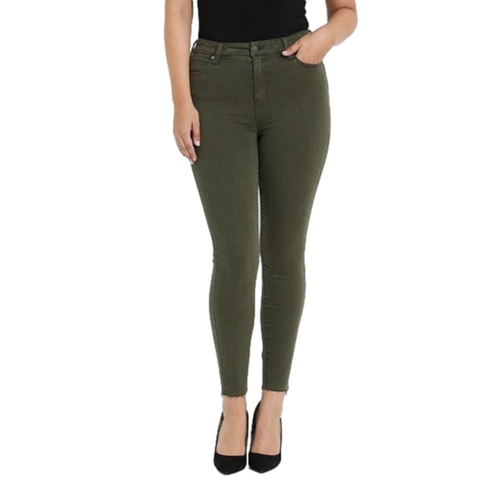 Liverpool High Rise Ankle Skinny Raw Hem Grass Fed Green Jeans Size 2/26 New